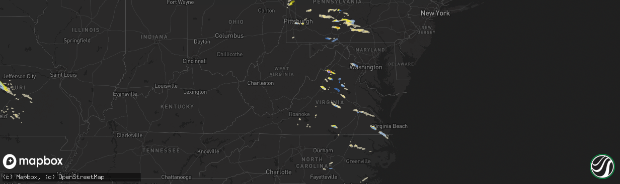 Hail map in Virginia on August 15, 2019