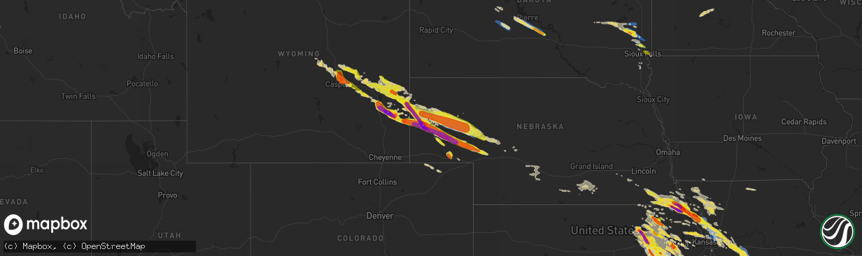 Hail map on August 15, 2019