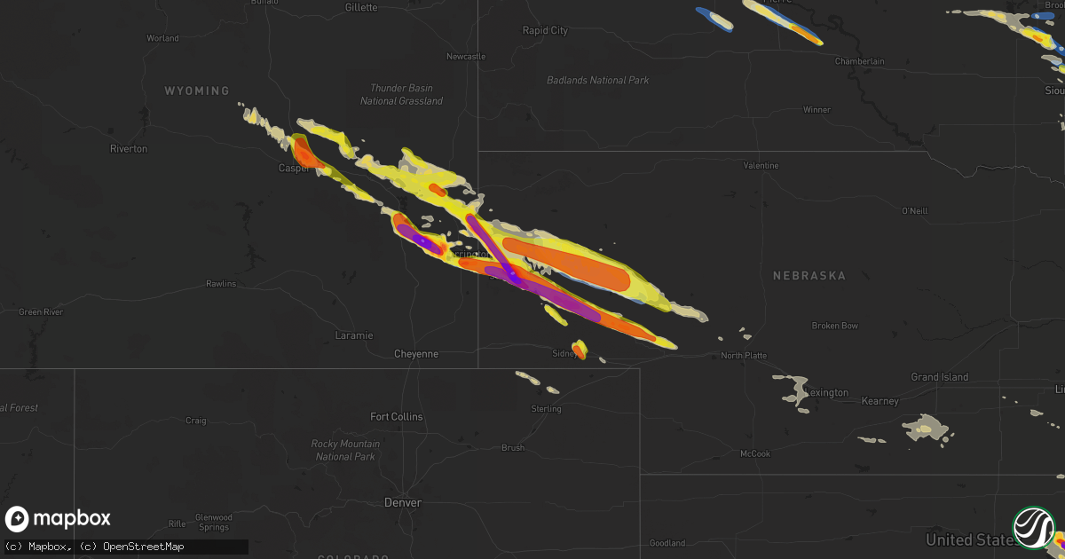 Hail map on August 15, 2019