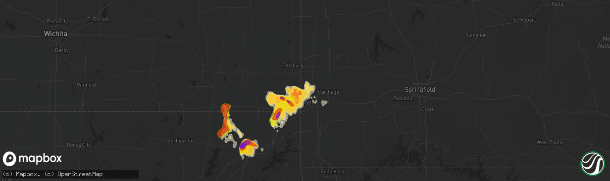 Hail map in Carl Junction, MO on August 15, 2020