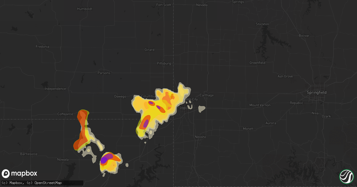 Hail map in Carl Junction, MO on August 15, 2020