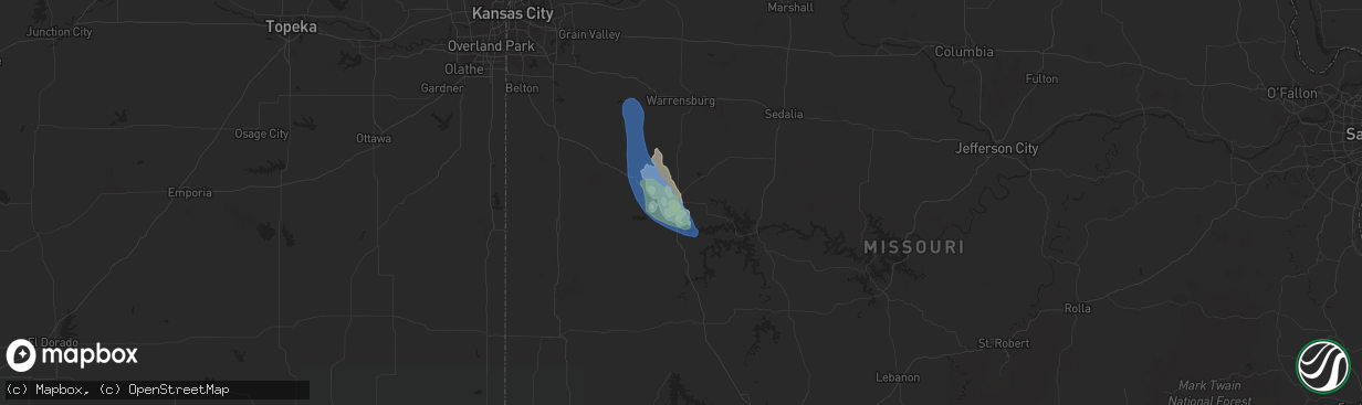 Hail map in Clinton, MO on August 15, 2020