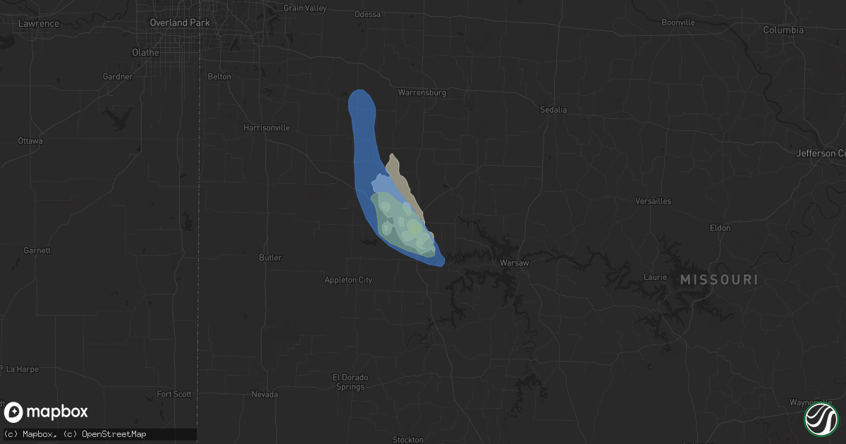 Hail map in Clinton, MO on August 15, 2020