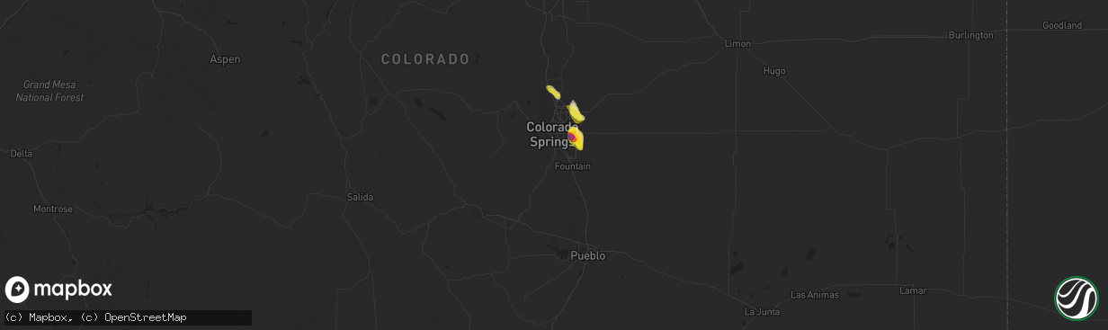 Hail map in Colorado Springs, CO on August 15, 2020