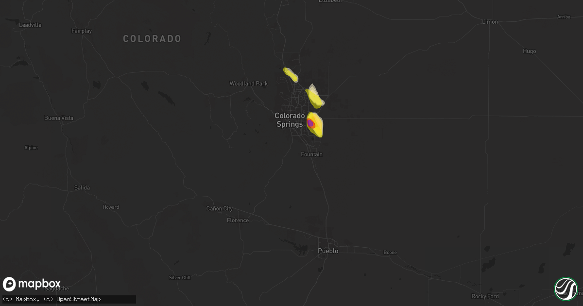 Hail map in Colorado Springs, CO on August 15, 2020