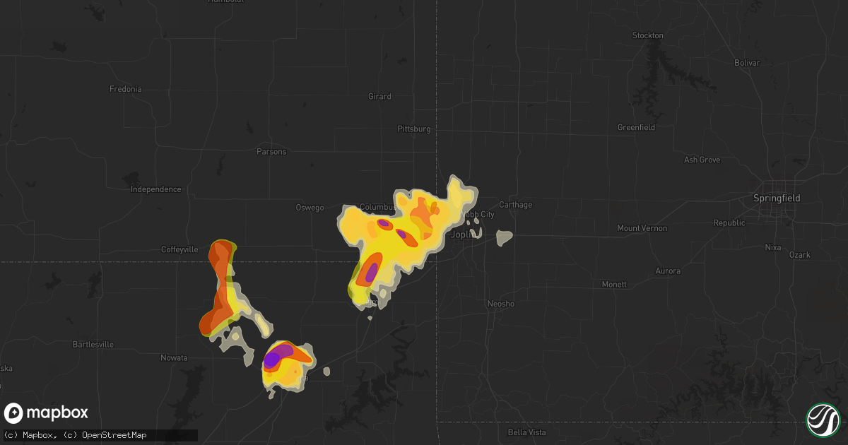 Hail map in Galena, KS on August 15, 2020