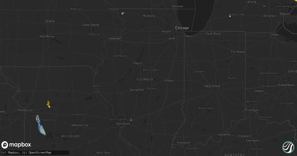 Hail map in Illinois on August 15, 2020