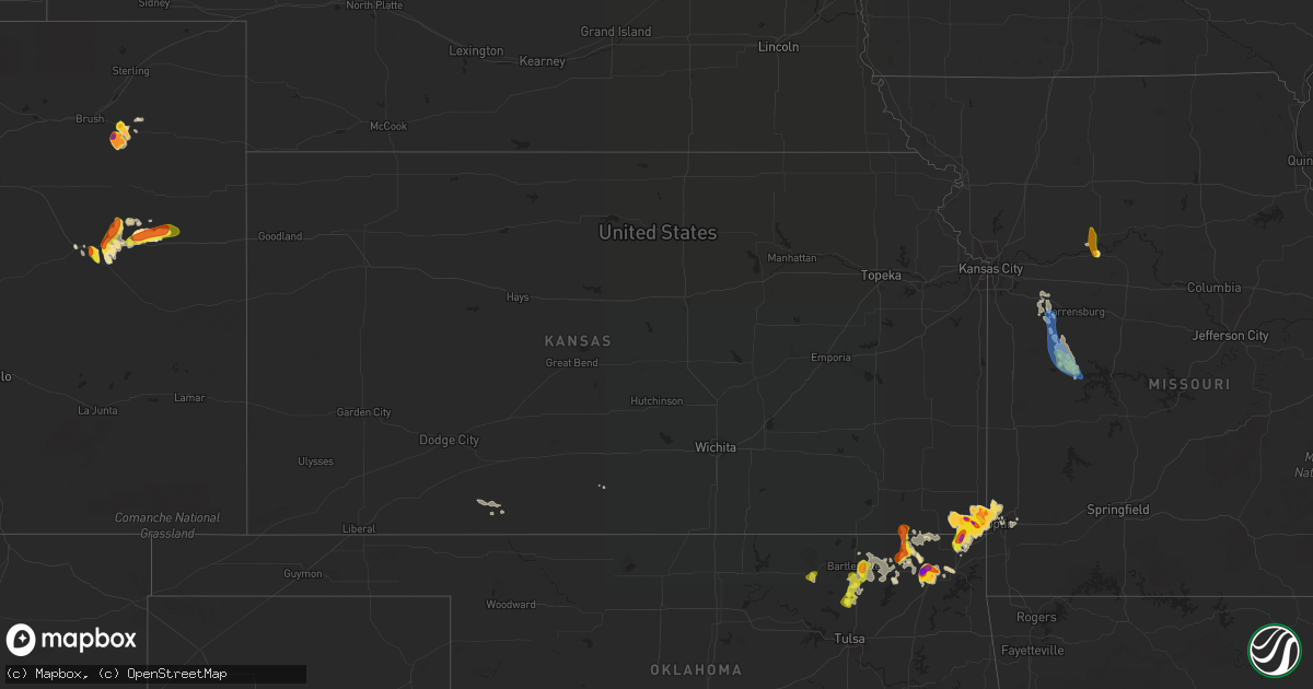 Hail map in Kansas on August 15, 2020