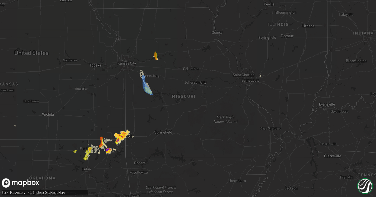 Hail map in Missouri on August 15, 2020