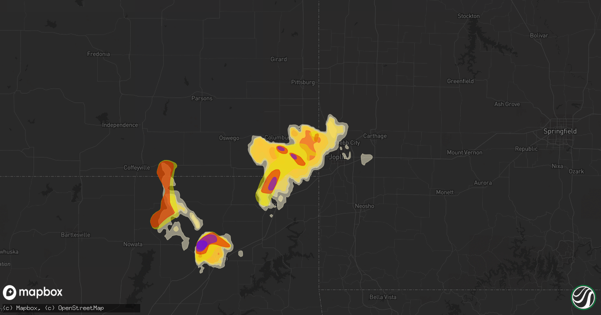 Hail map in Riverton, KS on August 15, 2020