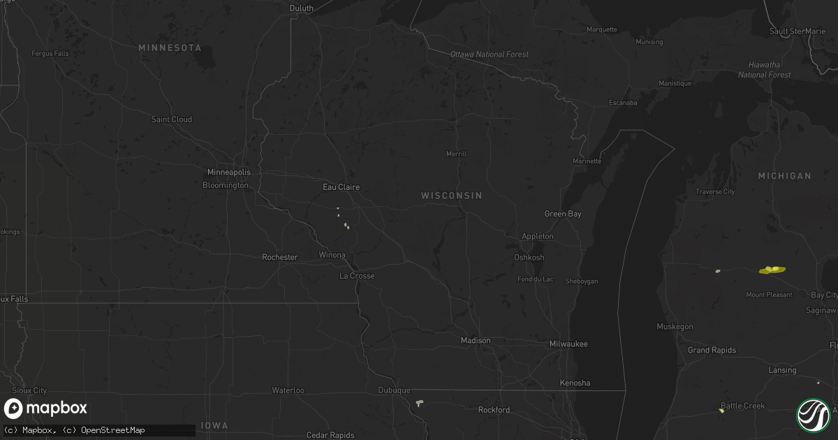 Hail map in Wisconsin on August 15, 2020