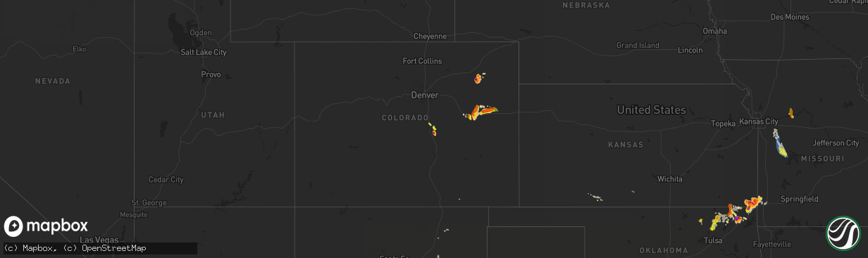 Hail map on August 15, 2020