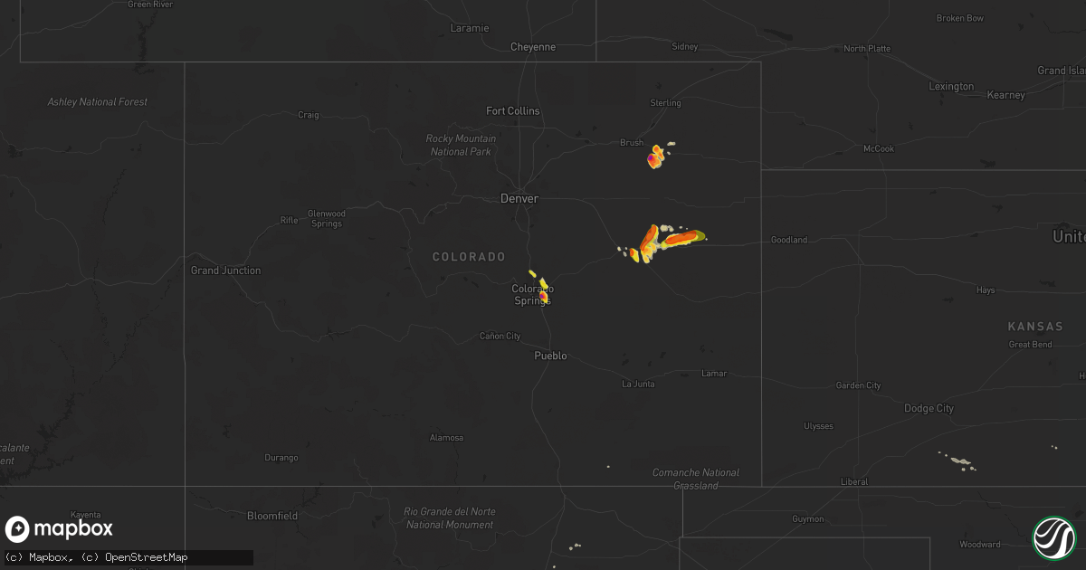 Hail map on August 15, 2020