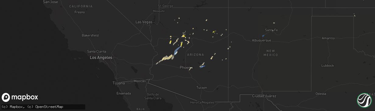 Hail map in Arizona on August 15, 2021