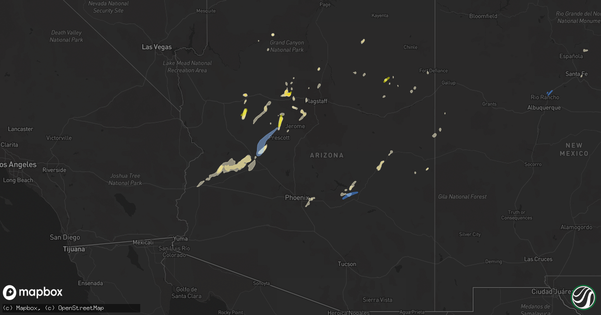 Hail map in Arizona on August 15, 2021