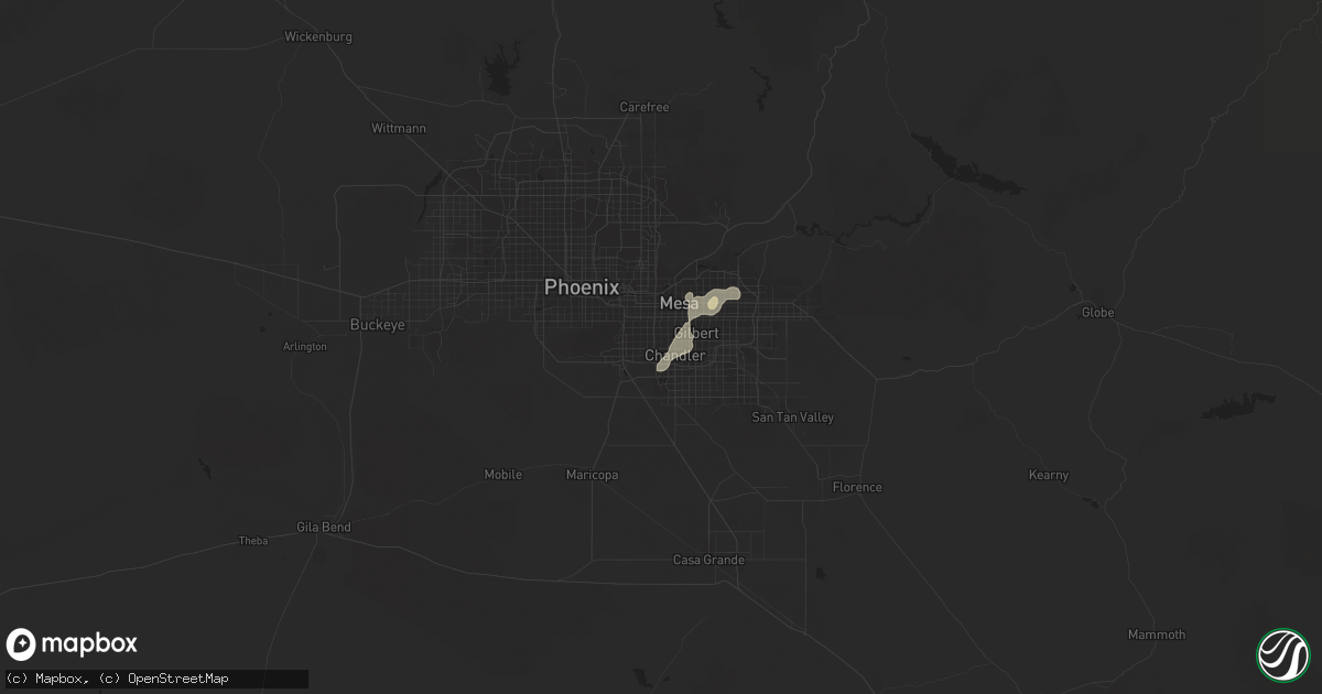 Hail map in Chandler, AZ on August 15, 2021