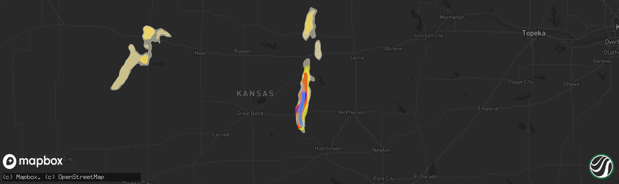 Hail map in Geneseo, KS on August 15, 2021