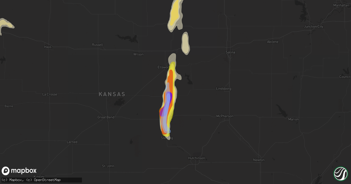 Hail map in Geneseo, KS on August 15, 2021