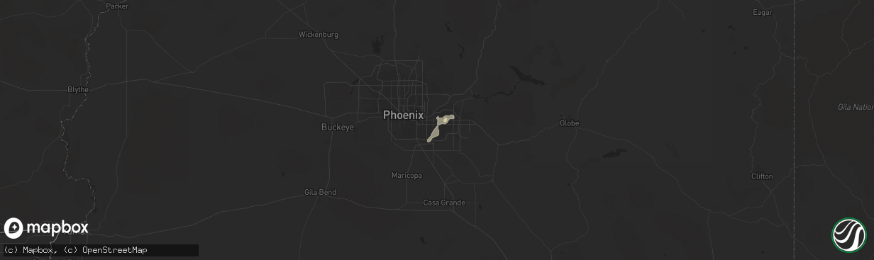 Hail map in Gilbert, AZ on August 15, 2021