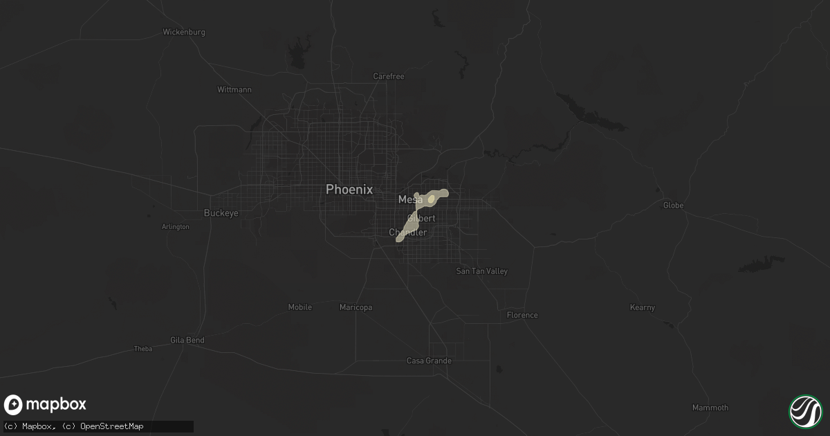 Hail map in Gilbert, AZ on August 15, 2021