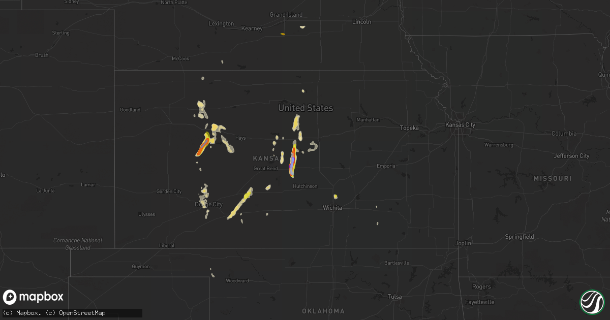 Hail map in Kansas on August 15, 2021