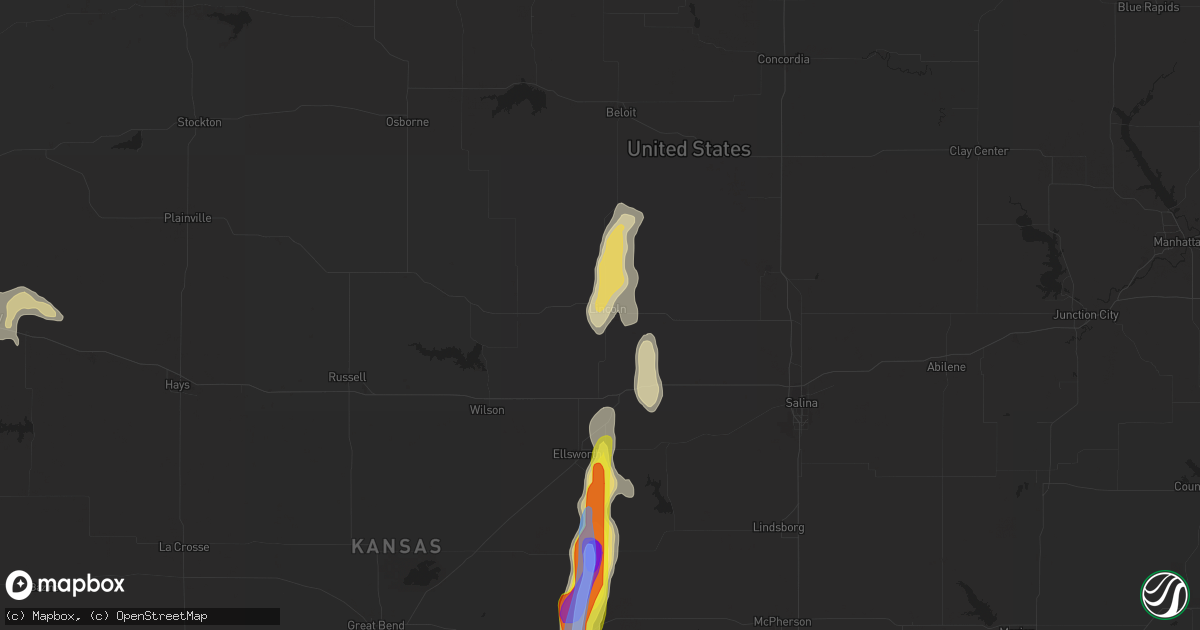 Hail map in Lincoln, KS on August 15, 2021