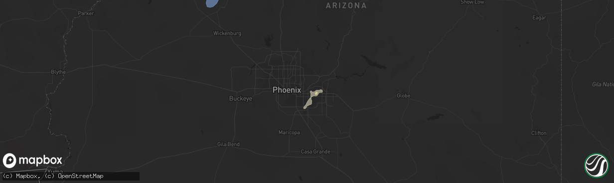 Hail map in Mesa, AZ on August 15, 2021