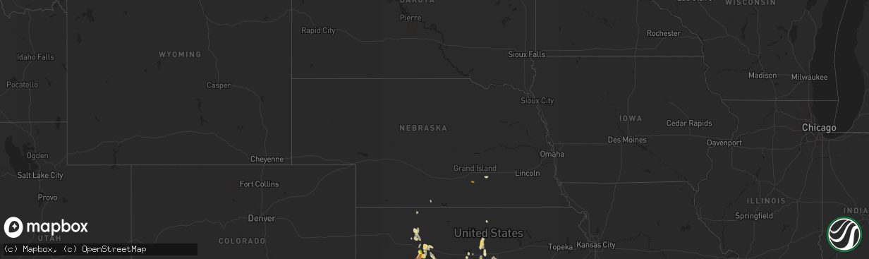 Hail map in Nebraska on August 15, 2021