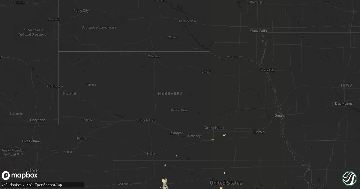 Hail map in Nebraska on August 15, 2021