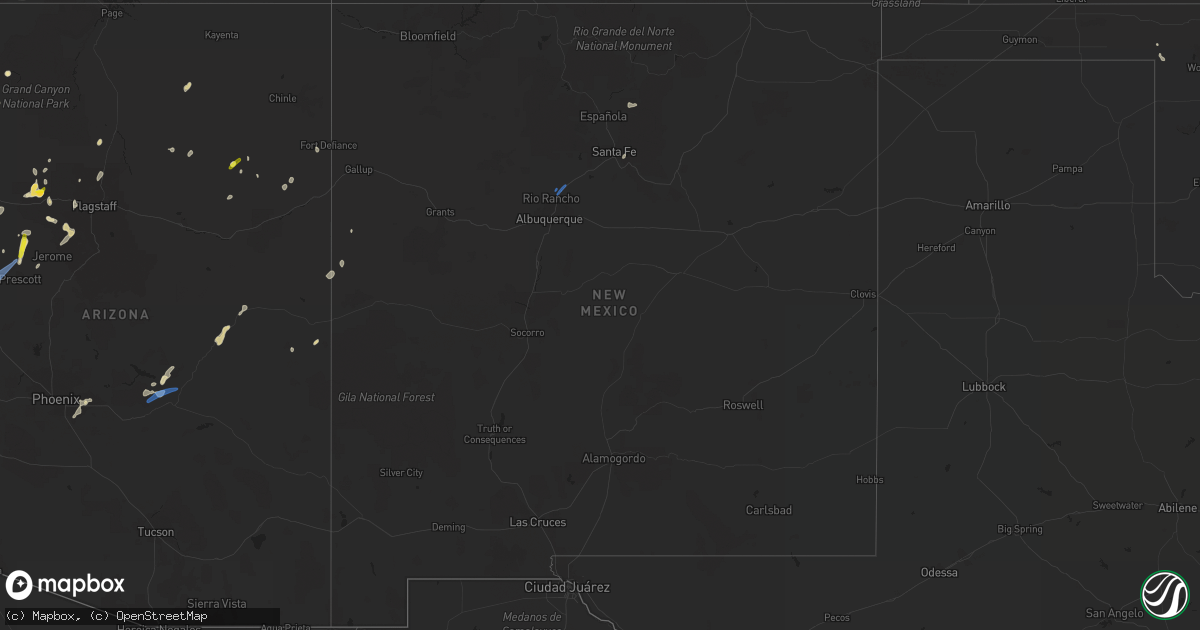 Hail map in New Mexico on August 15, 2021