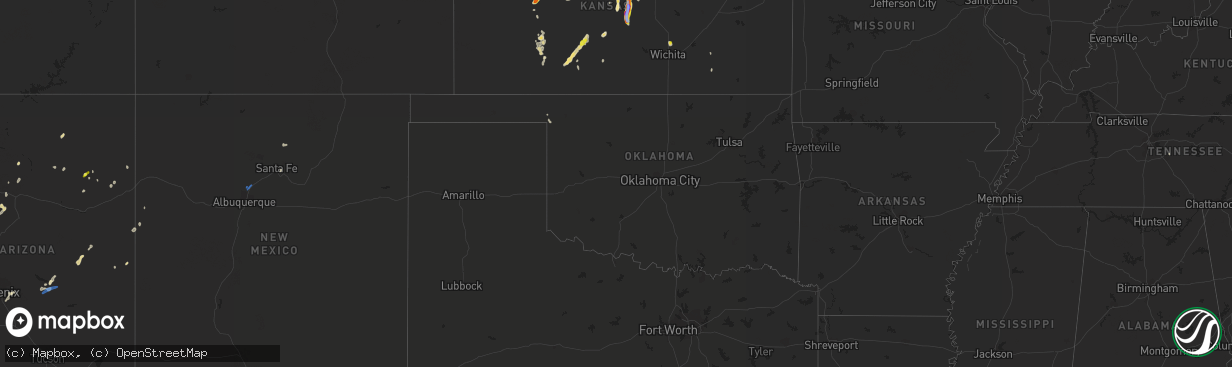 Hail map in Oklahoma on August 15, 2021