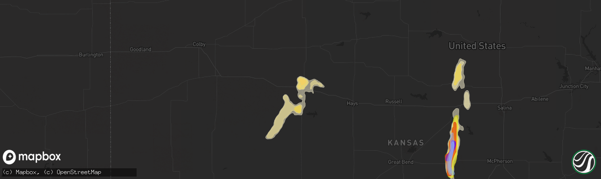 Hail map in Wakeeney, KS on August 15, 2021