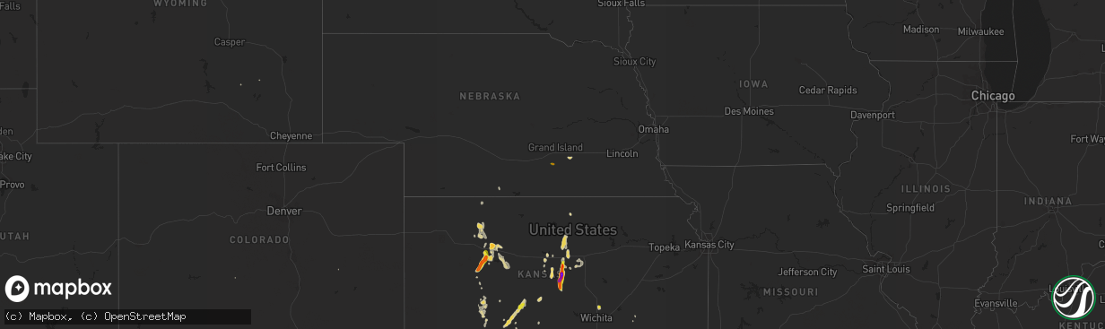 Hail map on August 15, 2021