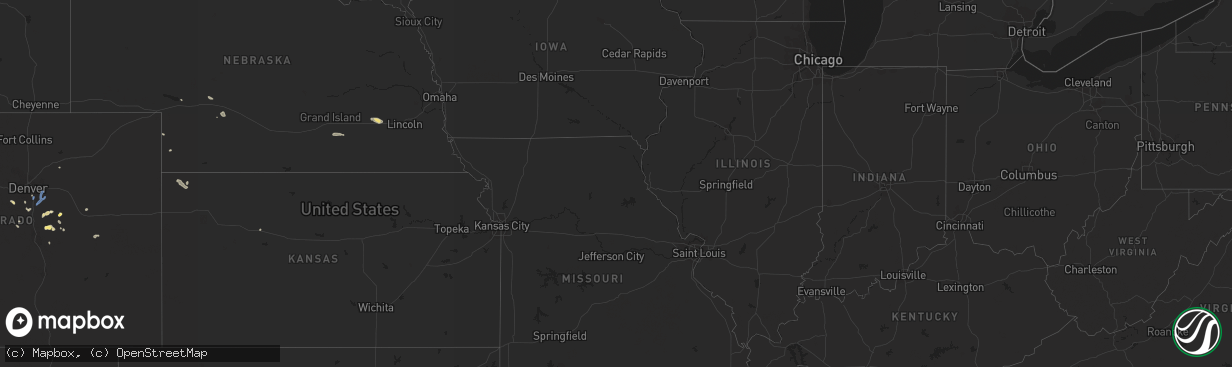 Hail map in Kansas on August 15, 2022
