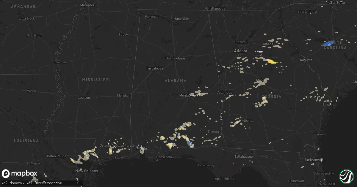 Hail map in Alabama on August 15, 2023