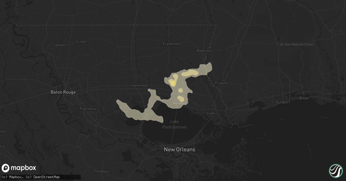 Hail map in Covington, LA on August 15, 2023