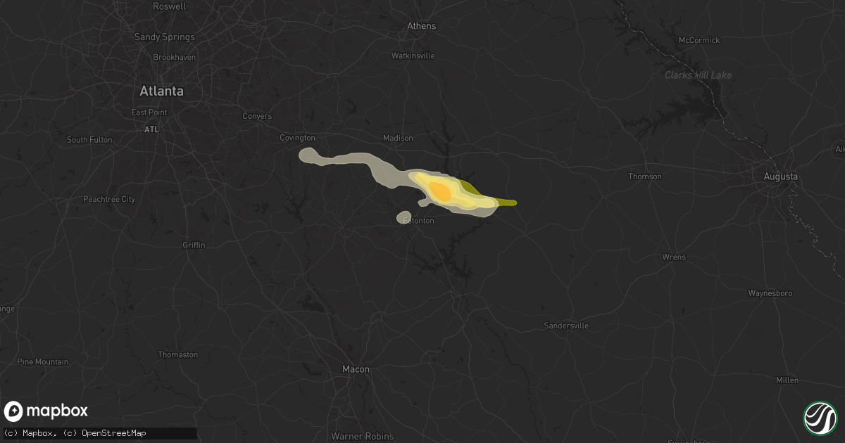 Hail map in Eatonton, GA on August 15, 2023