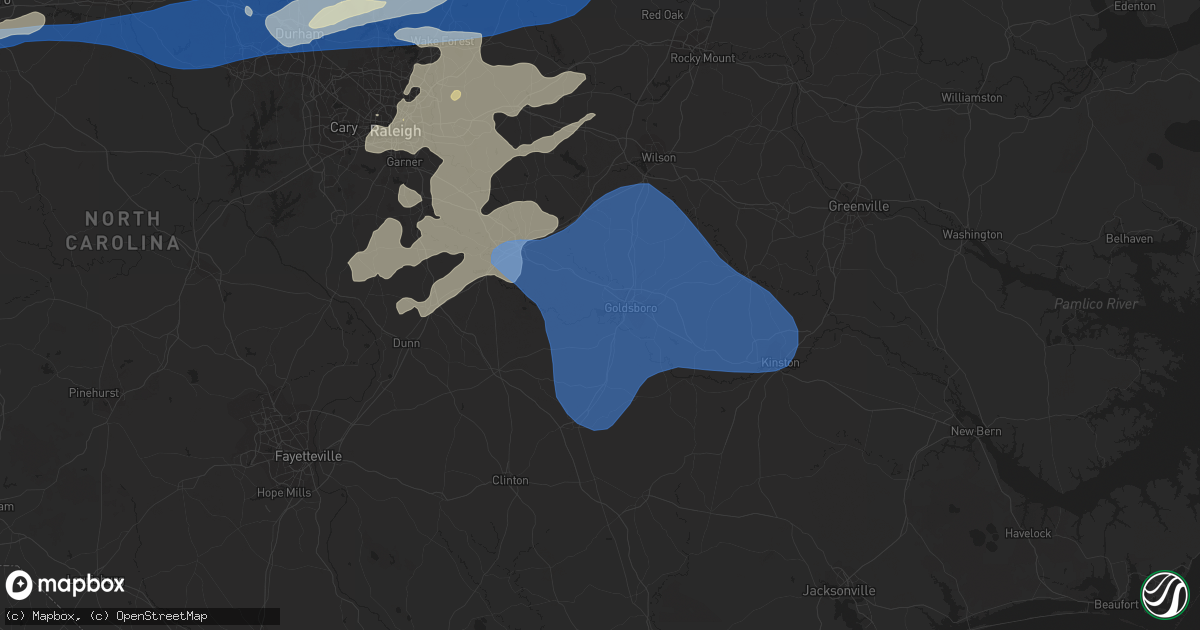 Hail map in Goldsboro, NC on August 15, 2023