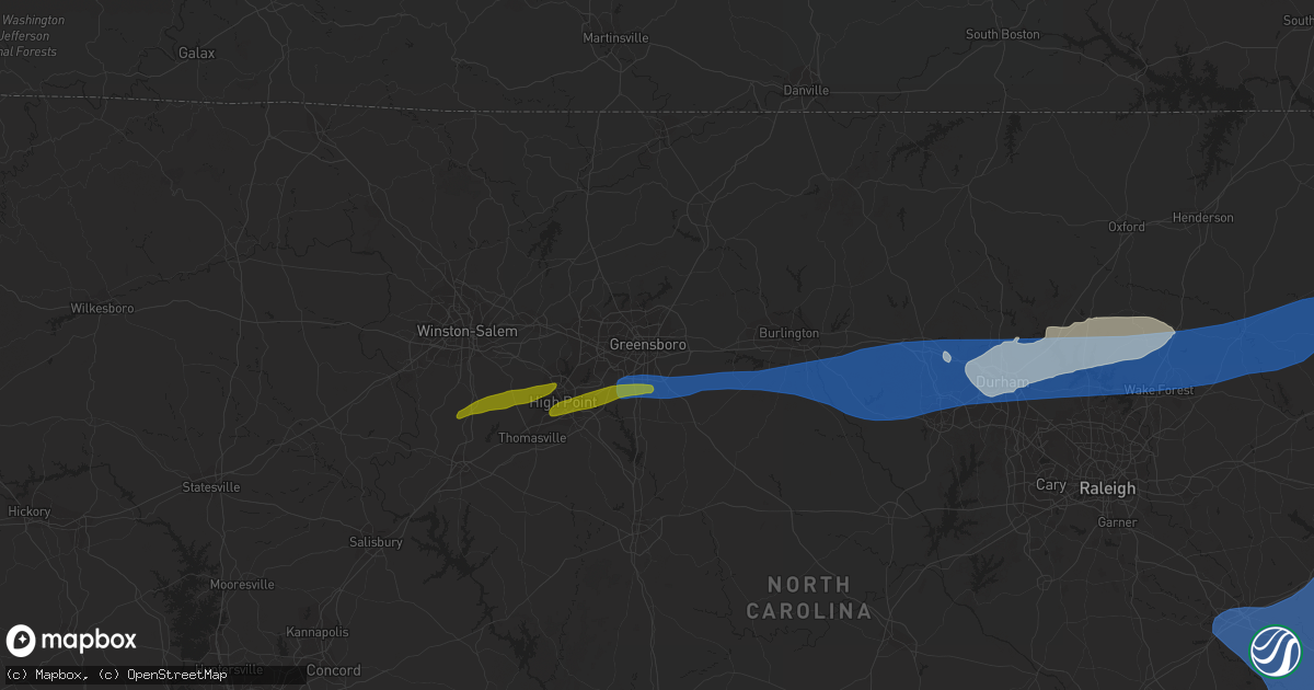 Hail map in Greensboro, NC on August 15, 2023