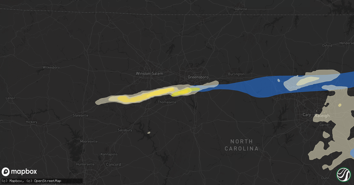 Hail map in High Point, NC on August 15, 2023