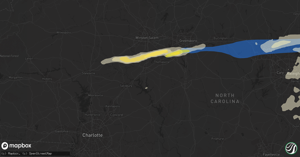 Hail map in Lexington, NC on August 15, 2023