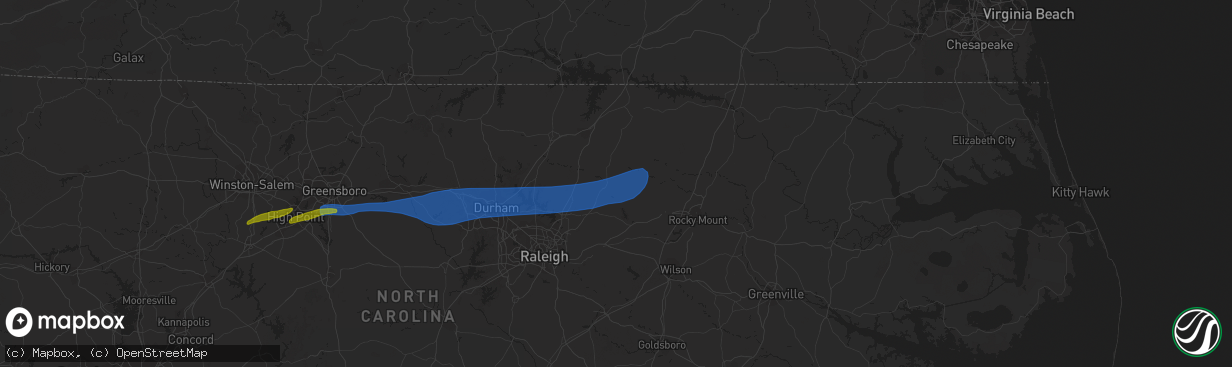 Hail map in Louisburg, NC on August 15, 2023