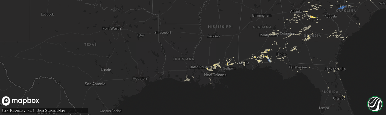 Hail map in Louisiana on August 15, 2023
