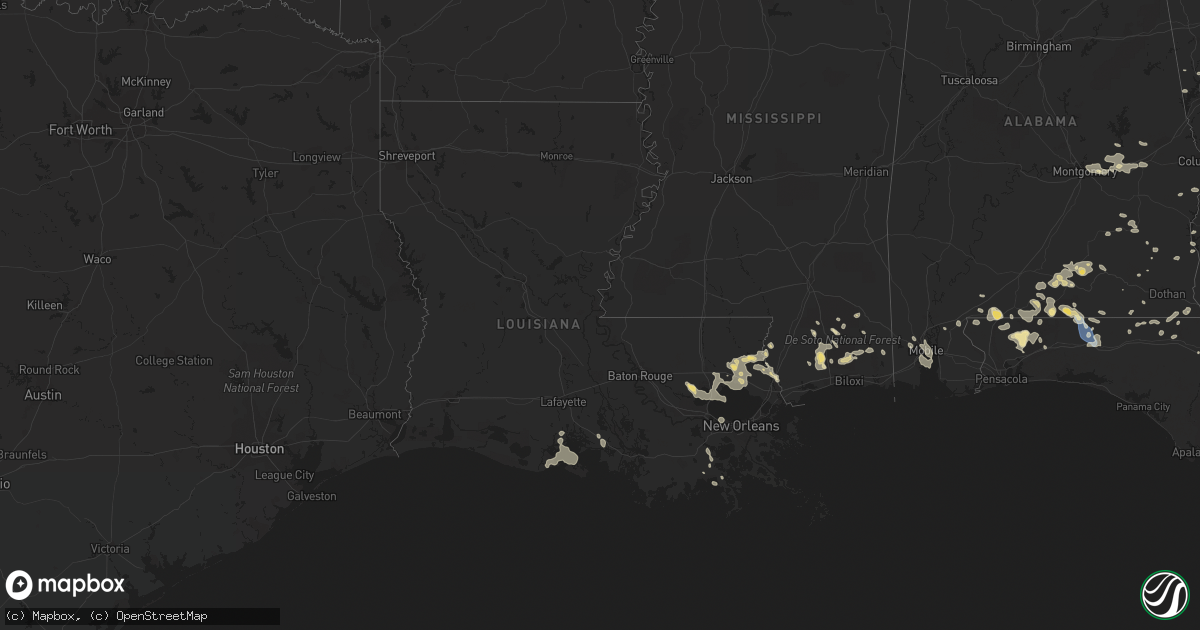 Hail map in Louisiana on August 15, 2023