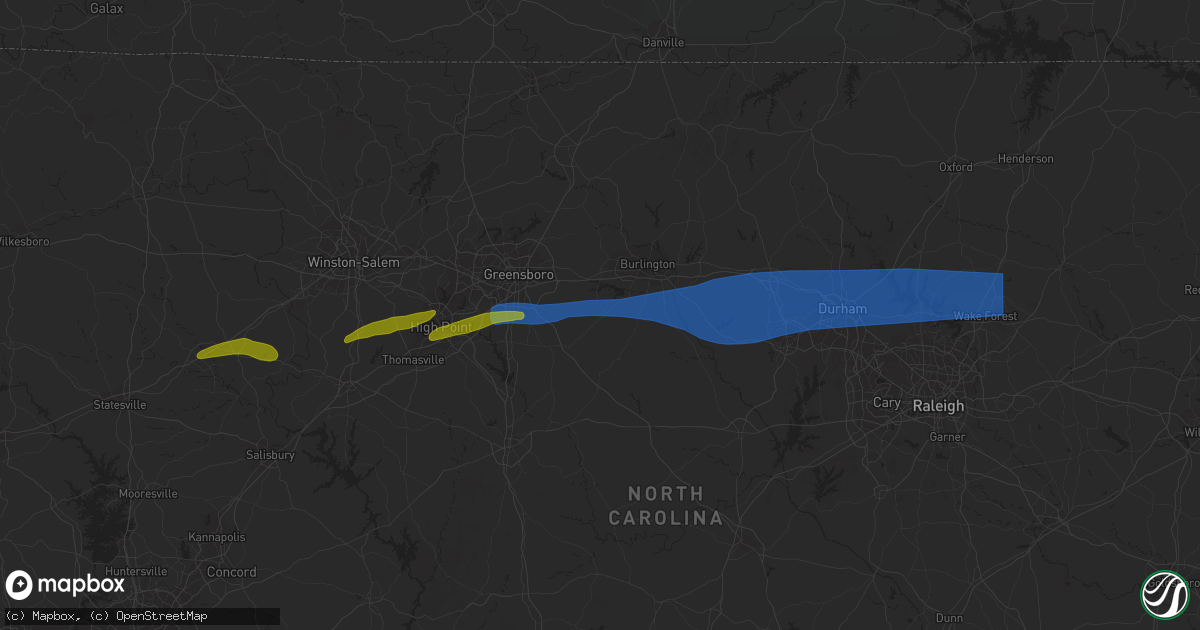 Hail map in Mebane, NC on August 15, 2023