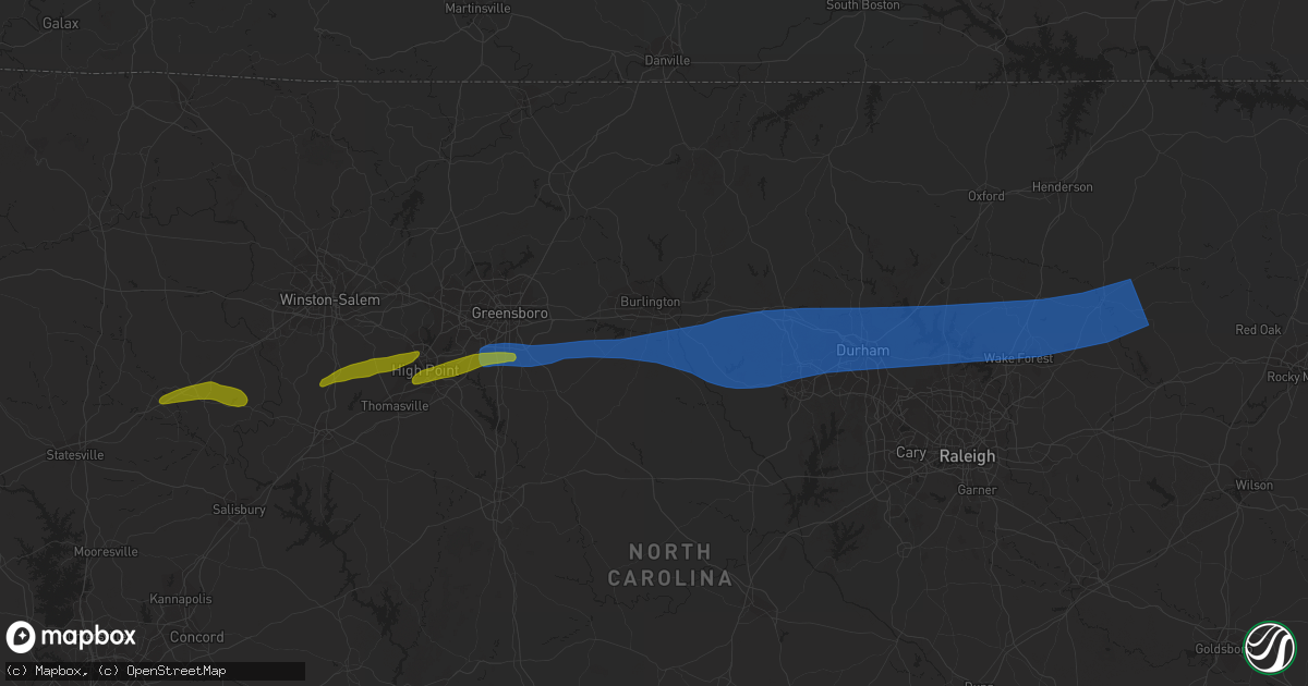 Hail map in Mocksville, NC on August 15, 2023