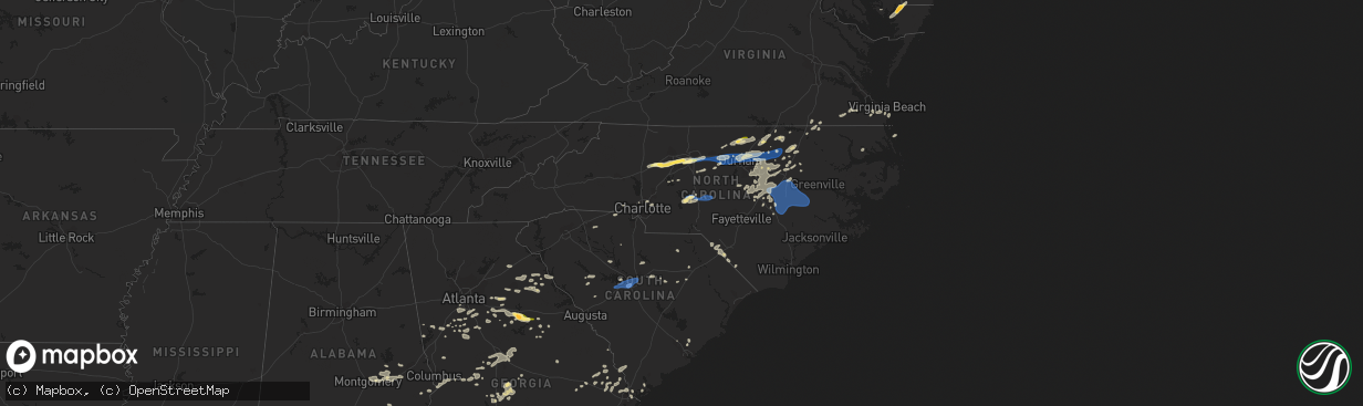 Hail map in North Carolina on August 15, 2023