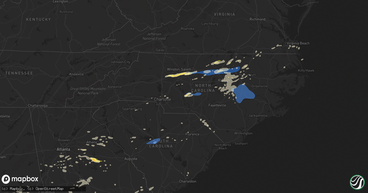 Hail map in North Carolina on August 15, 2023