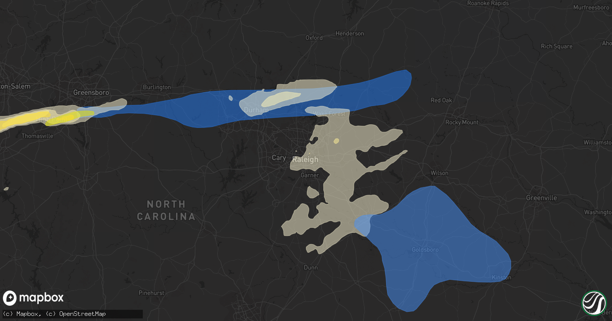 Hail map in Raleigh, NC on August 15, 2023