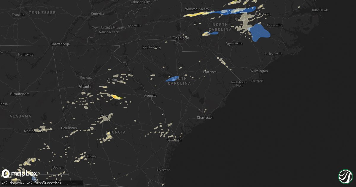 Hail map in South Carolina on August 15, 2023